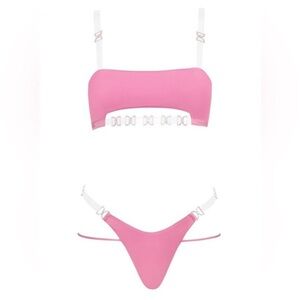 Monica Hansen Beachwear Shine Like A Diamond Pink Bikini Set Size Small